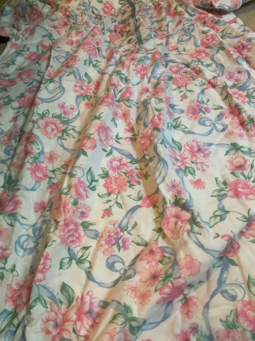 Vintage Floral Long Nightgown nantucket Pink Roses USA made 23” chest cotton - Picture 12 of 12